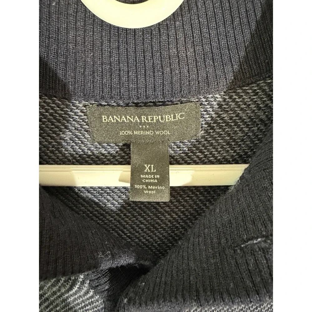 Banana Republic Merino Wool Collared Button Neck Pullover Sweater Men's XL